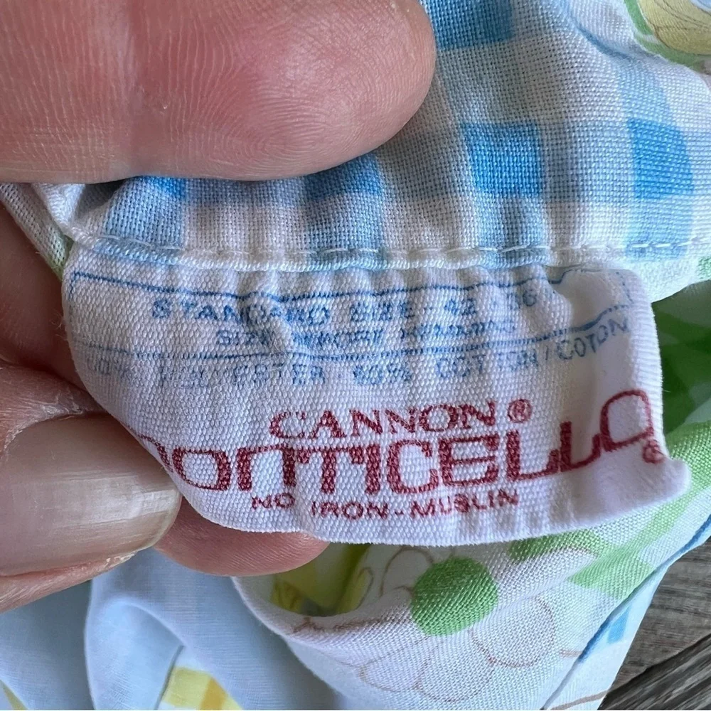 VTG Cannon Monticello Floral Patchwork Gingham 3-Piece Pillowcase Set 70s Cutter